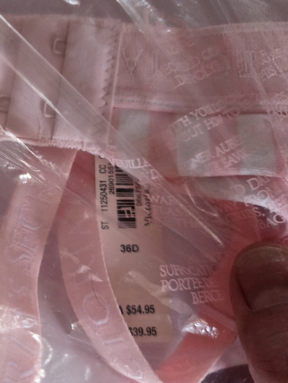 Victoria's Secret Pink and White Striped Scoop Wireless Bra 36D - Picture 3 of 4